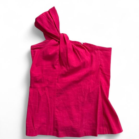 Zara Pink one shoulder top with knot detail & back zipper Size XS - Picture 3 of 8